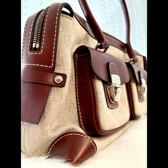 NWOT Dooney & Bourke Taupe Leather Double Pocket Tote Satchel Bag Hp65c - Picture 3 of 10